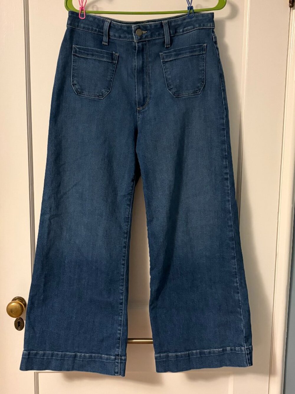 Paige Connie Crop jeans wide leg high rise medium wash size 31 designer denim